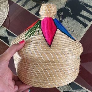 Vintage Straw Basket, Bread Basket or Tortillera